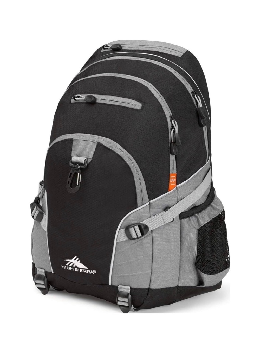 High Sierra Large 19in Backpack Travel School Book bag Tablet Sleeve Black Gray